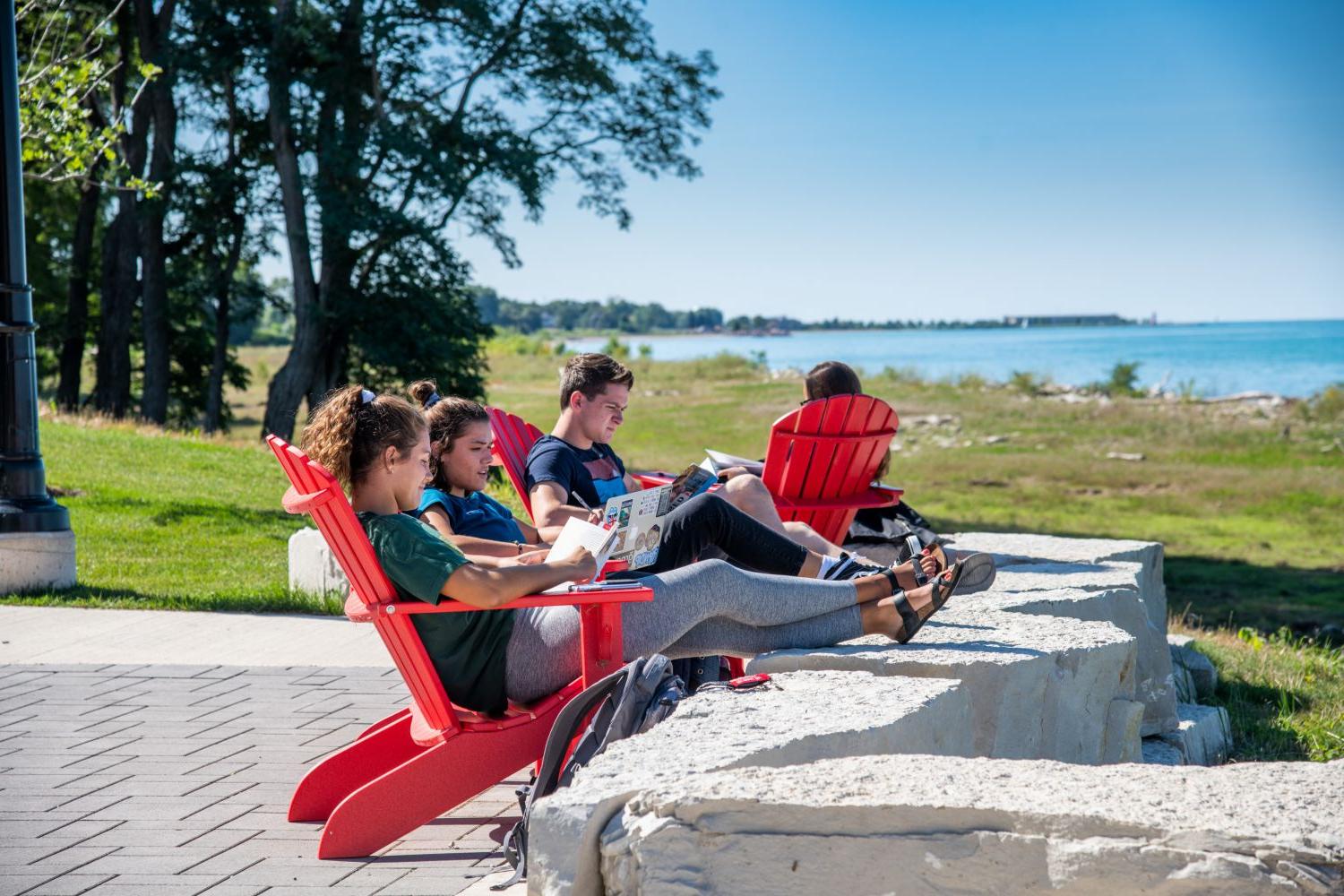 A Carthage tradition? Finding a red Adirondack chair and moving it to the best spot for studying — with the best views.